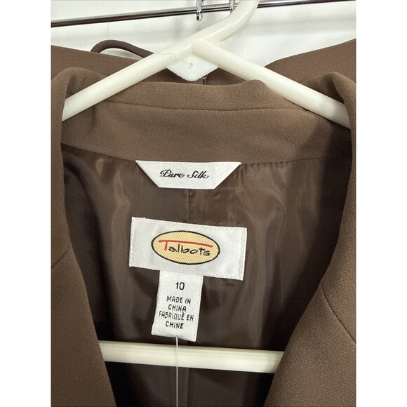 NEW Talbots Women's Pure Silk Suit Jacket/Pant Set Lined Sz 10 Brown MSRP $286 - Picture 2 of 10